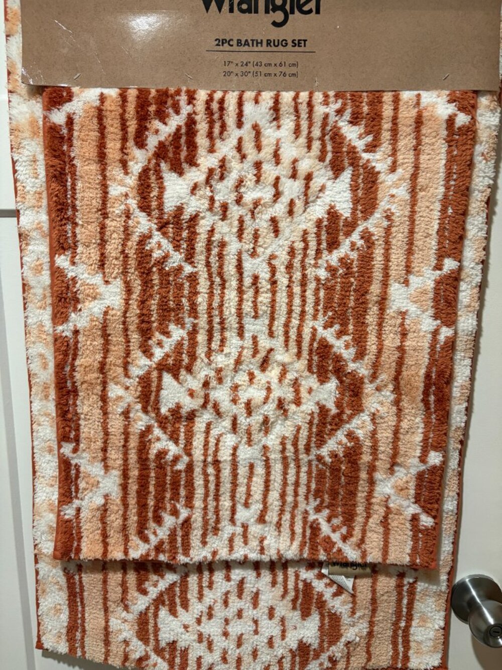 Wrangler Jericho Orange Western 2 Piece Bath Rug Set 17x24 20x30 NWT - Picture 2 of 5